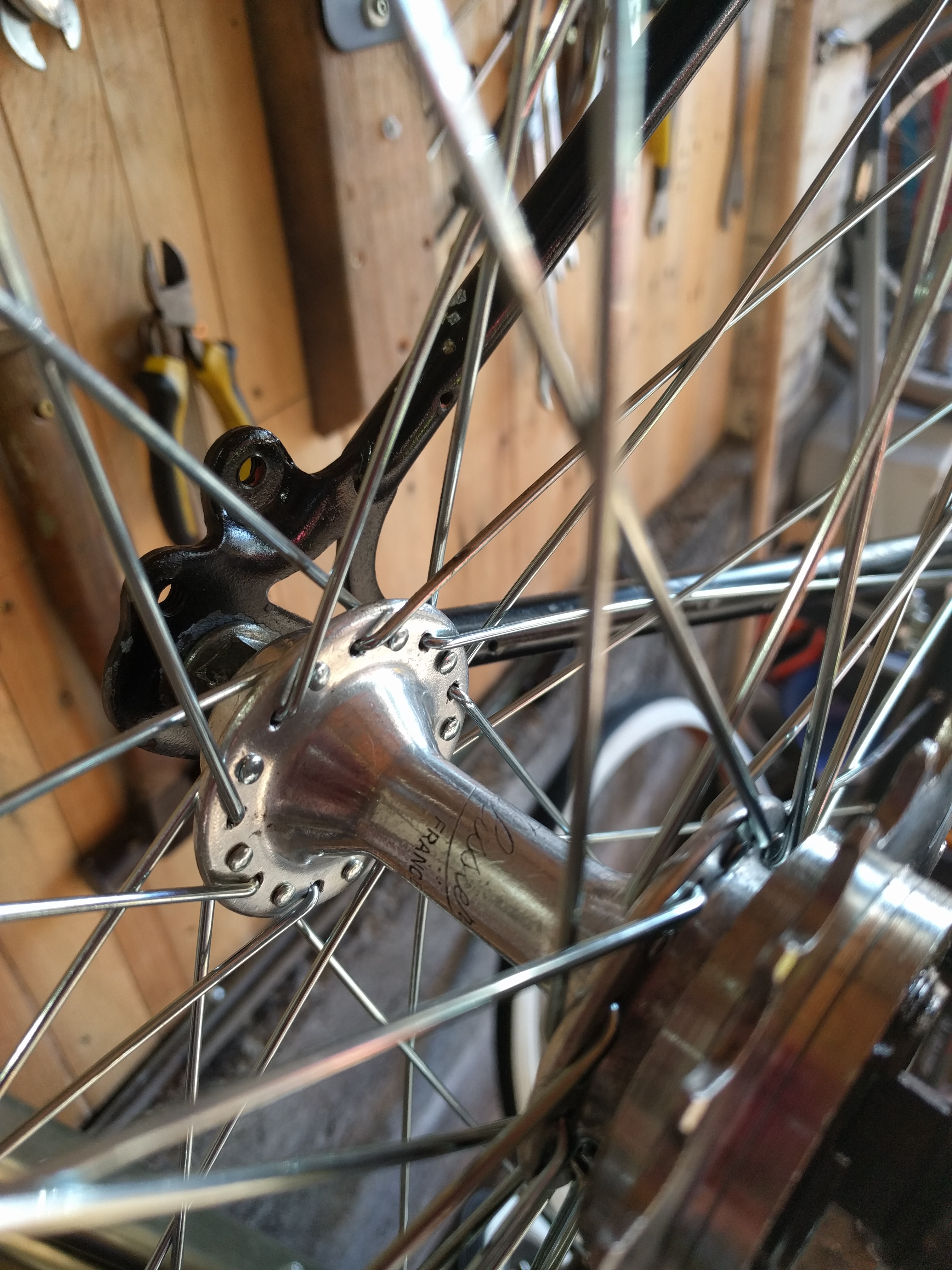 Pellisier rear hub.. a nice mid century aluminium hub made in france